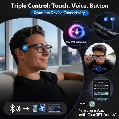 AI Smart Glasses with 8MP Camera and Real-Time Translation