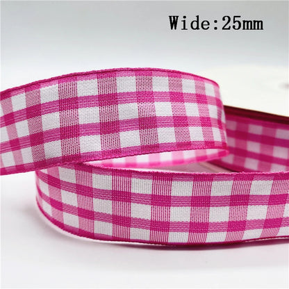 5yards/Lot 25mm Plaid Ribbon Christmas Decor Ribbon for Handmade Design Christmas Decoration DIY Gift Wrapping