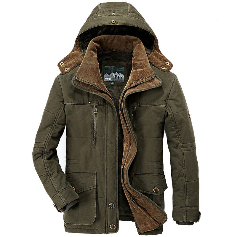 Winter Fleece Jacket Men Casual Parka Thick Thermal Coat Jackets Outwear Hooded Jacket Mens Clothes Plus Size