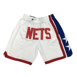 Embroidery Basketball Shorts Retro Sweat Vintage Bulls Magic Heat All Star Basketball Wear Shorts Zipper Pockets Just Men Don