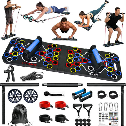 Multi-Functional Home Workout Equipment ABS Foldable Fitness Floor Chest Muscle Exercise Pushup Bar Arm Strength Board Black