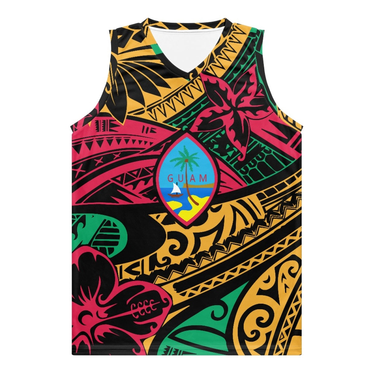 Sport Tank Top Men Basketball Jersey Clothes Polynesian Black and White Tribal Tattoo Totem Custom Sublimated Basketball Jersey