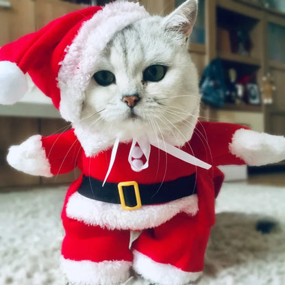 Winter Christmas Pet Cat Costumes Funny Santa Claus Clothes for Small Cats Dogs Xmas New Year Cat Clothing Kitty Kitten Outfits