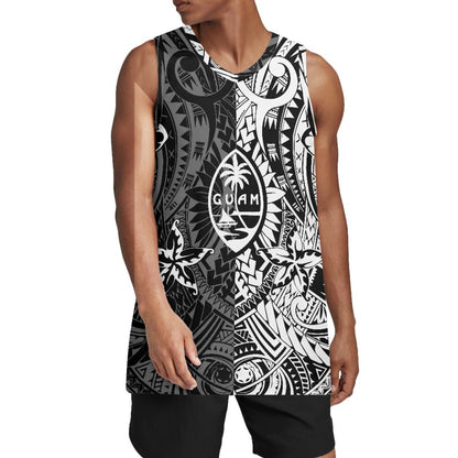 Sport Tank Top Men Basketball Jersey Clothes Polynesian Black and White Tribal Tattoo Totem Custom Sublimated Basketball Jersey
