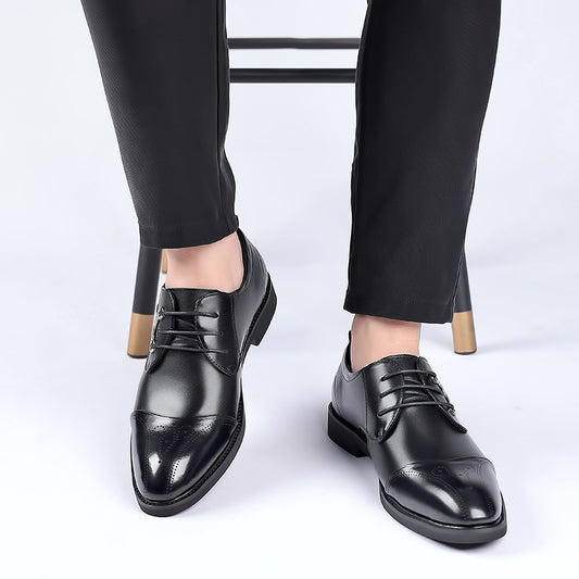 Luxury Dress Shoes Cow Leather Height Increasing Footwear Men's British Leather Shoes Men's Retro Faux Leather Cowboy Shoes