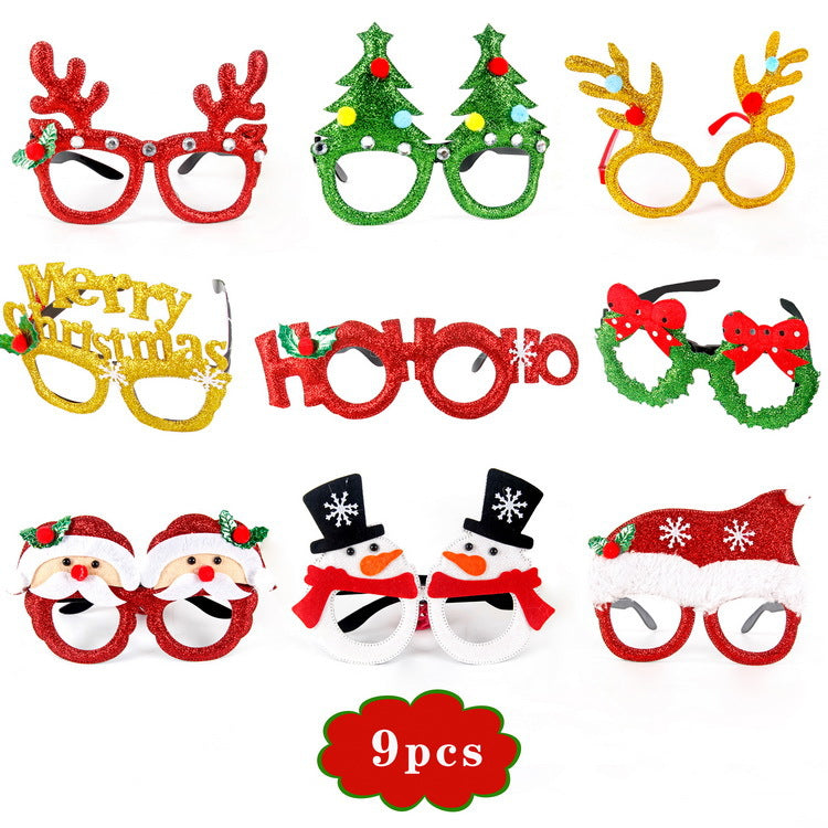 Christmas Glasses Glitter Party Glasses Frames Christmas Decoration Costume Eyeglasses for Christmas Parties Holiday Favors