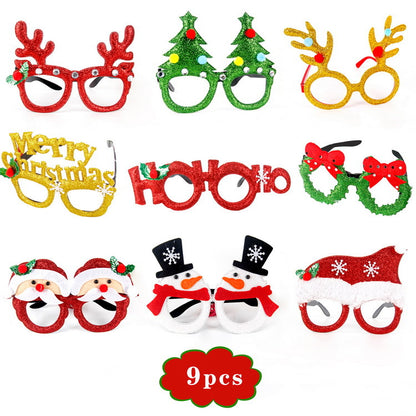 Christmas Glasses Glitter Party Glasses Frames Christmas Decoration Costume Eyeglasses for Christmas Parties Holiday Favors