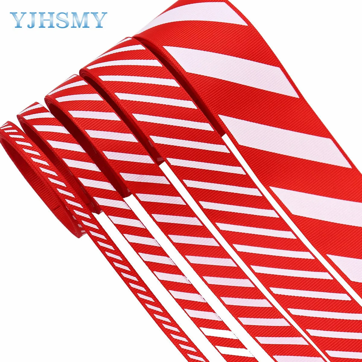 Christmas Ribbon Red White Stripes 5 Yards, Red White Candy Cane, Garland, Gifts, Wrapping, Wreaths, Bows