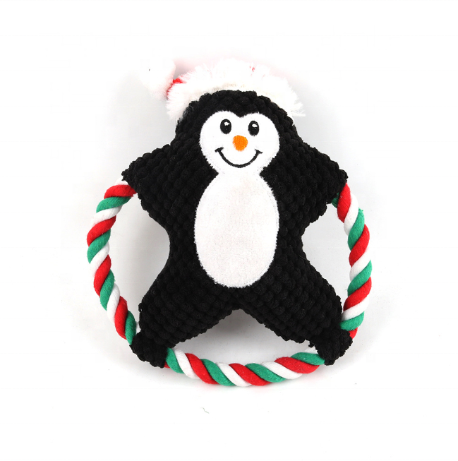 New Pet Plush Toys Dog Squeaky Cartoon Cotton Rope Christmas Toys Molar Resistant Bite Vent Toys