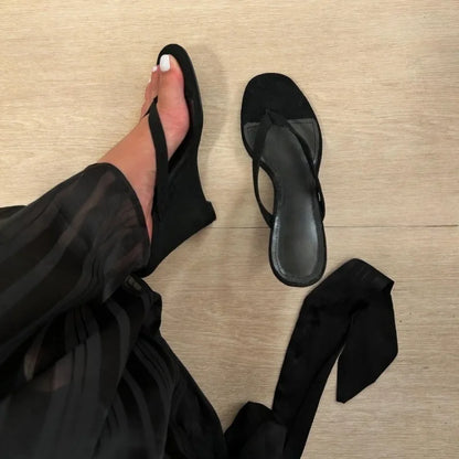 Summer Lightweight Fashion Sandals Round-Toe Flip-Flops Wedge Heels Womens High Heels Shoes Anti-Slippery Outdoor