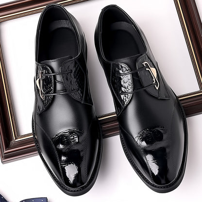 Luxury Dress Shoes Cow Leather Height Increasing Footwear Men's British Leather Shoes Men's Retro Faux Leather Cowboy Shoes