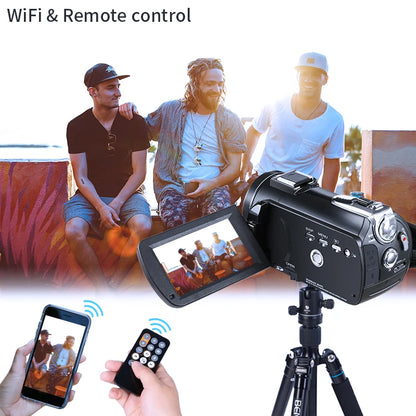 Video Camera 4K Digital Camcorder Professional, Ordro AC3 YouTube Blogger Vlog Cameras Filmadora With Microphone 64GB SD Card