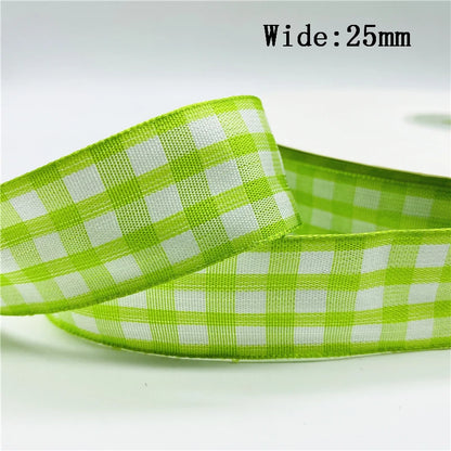 5yards/Lot 25mm Plaid Ribbon Christmas Decor Ribbon for Handmade Design Christmas Decoration DIY Gift Wrapping