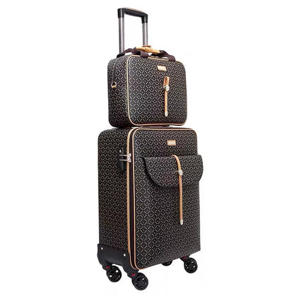 PU Spinner Rolling Luggage with Handbag Travel Suitcase for Men and Women
