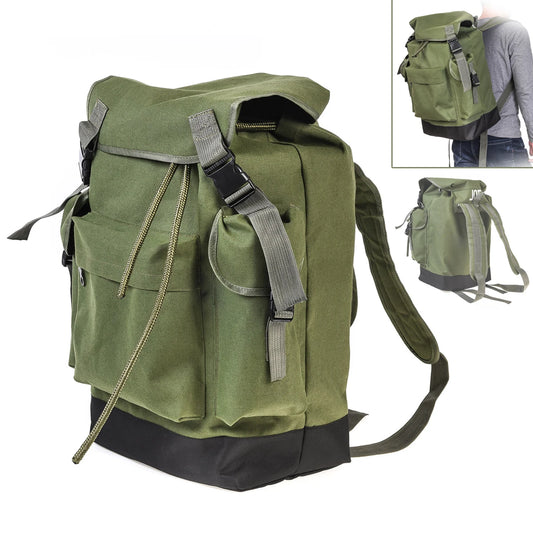 70L Large Capacity Multifunctional Army Green Canvas Carp Fishing Bag Fishing Tackle Backpack Serviceable Wear-Resistant to Use