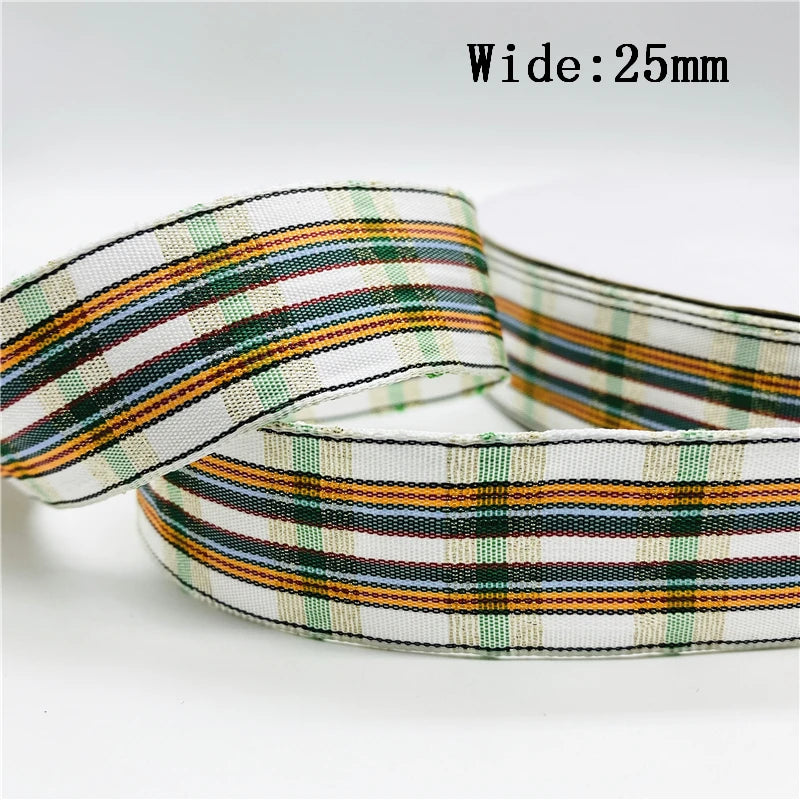5yards/Lot 25mm Plaid Ribbon Christmas Decor Ribbon for Handmade Design Christmas Decoration DIY Gift Wrapping