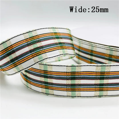 5yards/Lot 25mm Plaid Ribbon Christmas Decor Ribbon for Handmade Design Christmas Decoration DIY Gift Wrapping