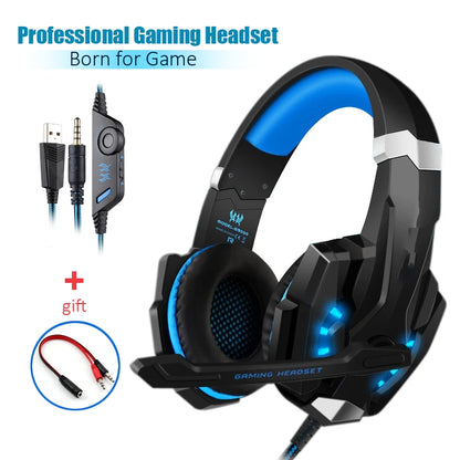 G2000 Gaming Headset Deep Bass Stereo Casque Wired Headphone Glowing Earphone With Microphone for PS5 PS4 XBOX PC Laptop