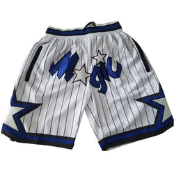 Embroidery Basketball Shorts Retro Sweat Vintage Bulls Magic Heat All Star Basketball Wear Shorts Zipper Pockets Just Men Don