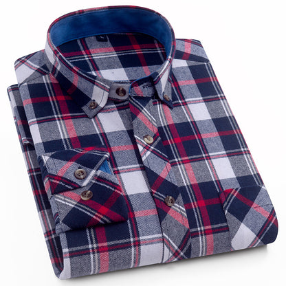 Men's Long Sleeve Plaid Cotton Shirt Casual Spring Autumn