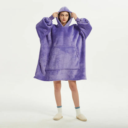Sublimation Winter Pajamas Warm Hooded Blankets Wearable Blanket Oodie Oversized Hoodie Sherpa Custom Blanket Hoodie Oversized