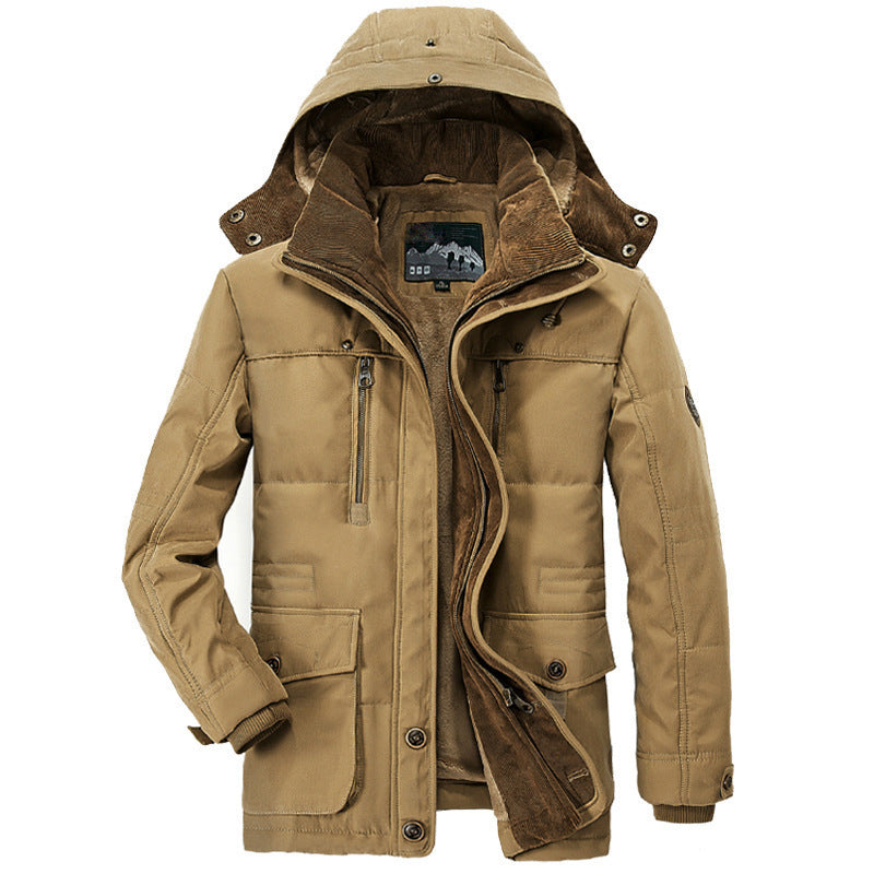Winter Fleece Jacket Men Casual Parka Thick Thermal Coat Jackets Outwear Hooded Jacket Mens Clothes Plus Size