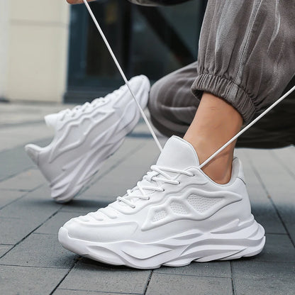 New Men's Breathable Sneakers Elevator Shoes Invisible Inner Height Increasing 7CM Summer Tennis Men Sports Shoes Heighten Shoes