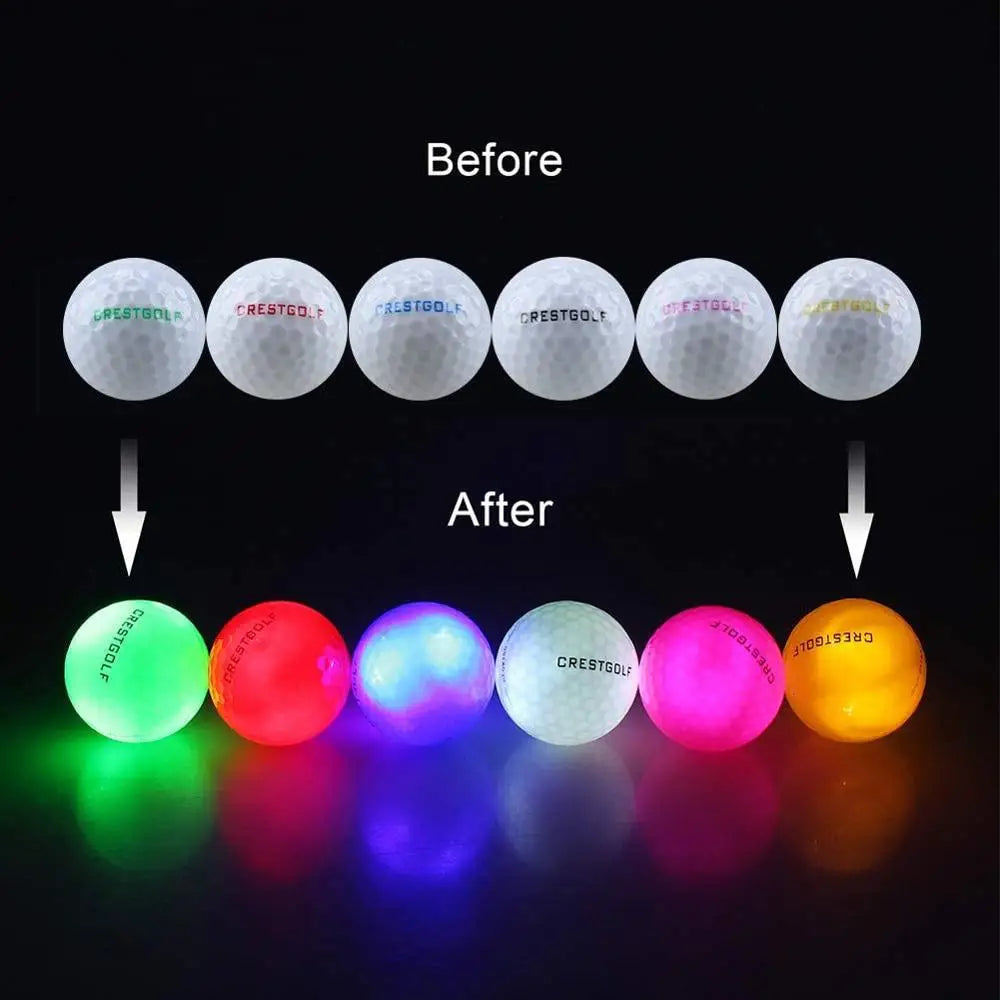 Crestgolf Golf Ball With Logo 3pcs/6pcs/10pcs/30pcs/Pack Night Glow Light Glow LED Golf Ball-Six Color for Your Choice