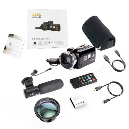 4K Camera 1080P Wifi Digital Video Camera 3.1 Inch IPS Touch Screen HD Vlogging for YouTube 18X Digital Zoom