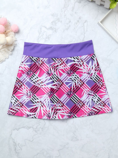 2Pcs Kids Sleeveless Top and Skirt Set Girls Tennis Suit for Running Gym Tennis Golf Sportswear