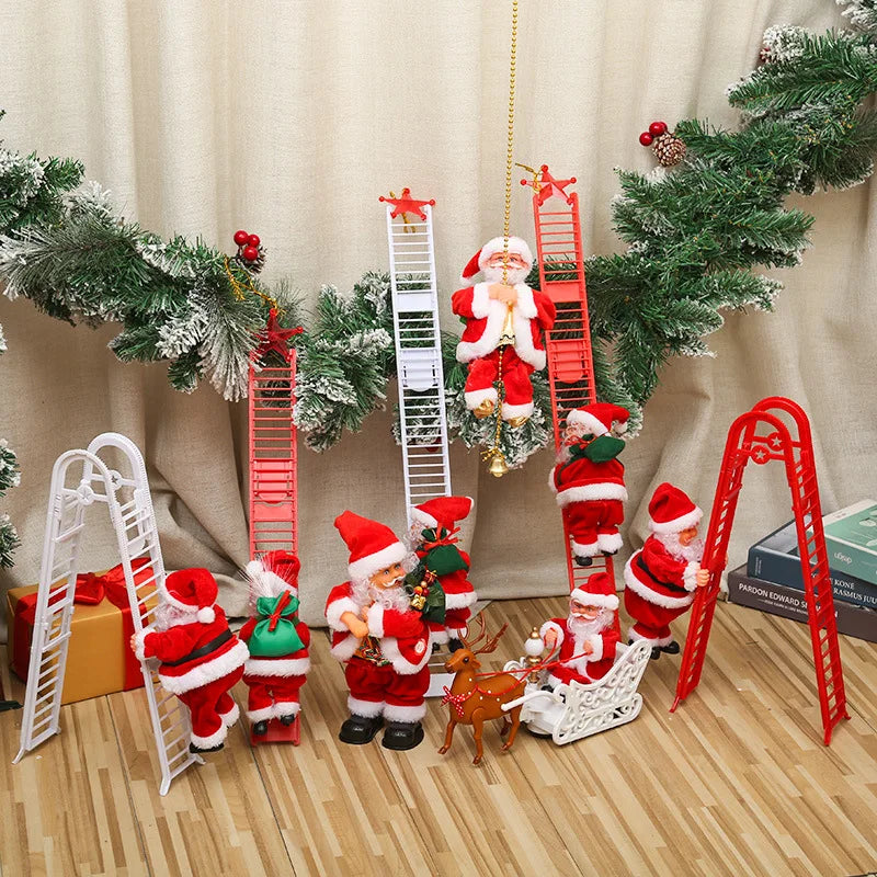 Dropshipping Santa Claus Musical Climbing Rope Ladder Electric Musical Toy Ornaments for Holiday Season MOQ 1 Piece