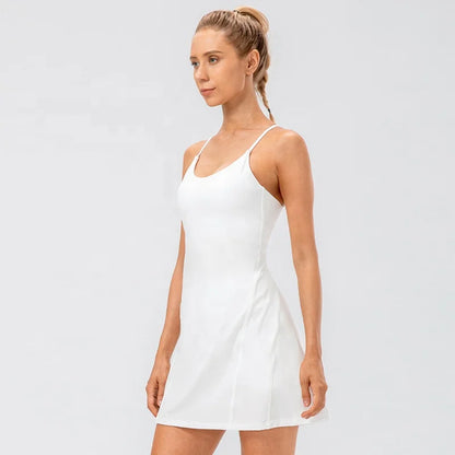 Women High Stretchy Sex Tennis Skirts Sportswear Tennis Uniform Quick Dry Yoga One Piece Tennis Dress