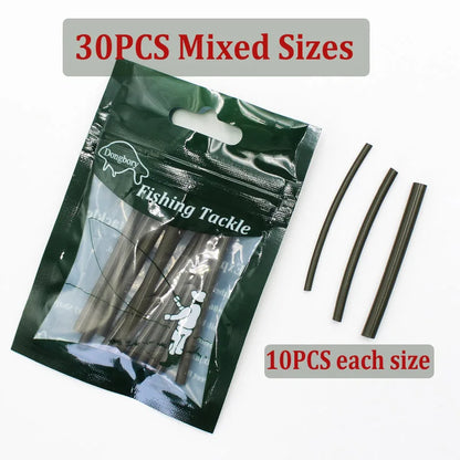 30PCS Carp Fishing Accessories Heat Shrink Tubes Rubber Sleeves Heating Shrink Tubing for Carp Ronnie Rigs Croase Fishing Tackle