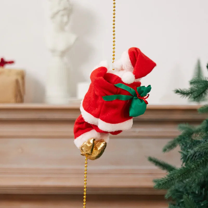 Dropshipping Santa Claus Musical Climbing Rope Ladder Electric Musical Toy Ornaments for Holiday Season MOQ 1 Piece
