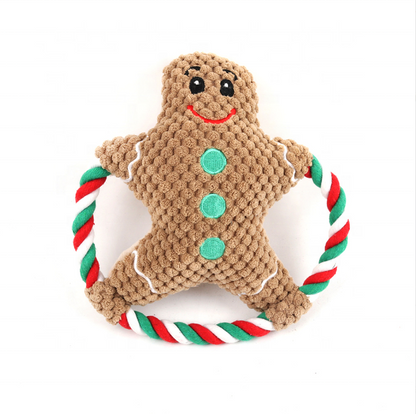 New Pet Plush Toys Dog Squeaky Cartoon Cotton Rope Christmas Toys Molar Resistant Bite Vent Toys