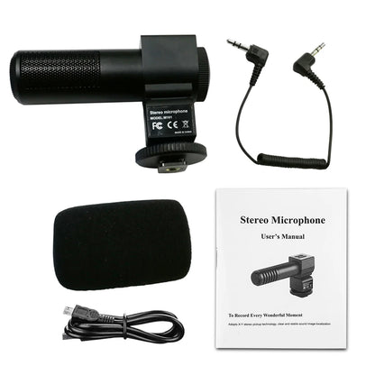 KOMERY Camera and Video Microphone Professional Studio Digital Video Stereo Recording 3.5mm Microphones for Camera for Canon
