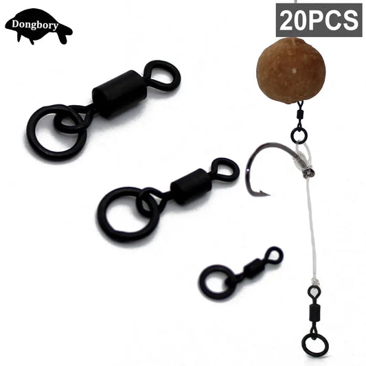 20PCS Carp Fishing Accessroeis Flexi Ring Swivel With Ring Fishing Hair Rig Quick Change Swivel for Carp Fishing Terminal Tackle