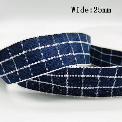 5yards/Lot 25mm Plaid Ribbon Christmas Decor Ribbon for Handmade Design Christmas Decoration DIY Gift Wrapping