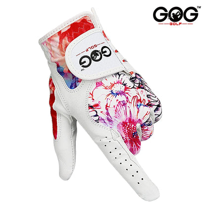 GOLF GLOVES 1 Pair GOG SHEEPSKIN Genuine Leather + Lycra Free Shipping Brand New Left / Right Hand for Women Lady Sports Glove