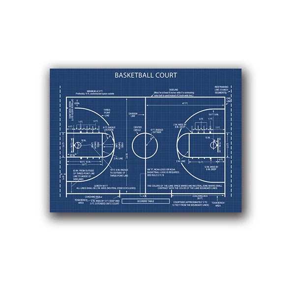 Basketball Court Posters Canvas Art Prints , Sports Basketball Canvas Painting Retro Wall Picture Boys Room Art Decor