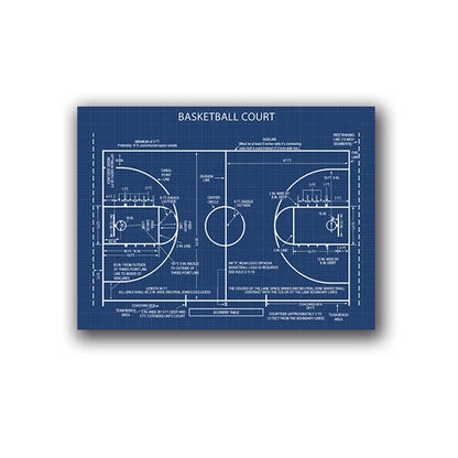 Basketball Court Posters Canvas Art Prints , Sports Basketball Canvas Painting Retro Wall Picture Boys Room Art Decor