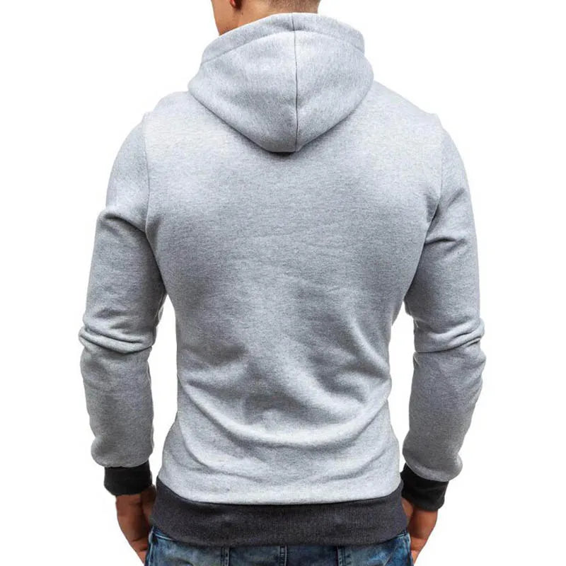 Men's Casual Polyester Cotton Hoodie with Diagonal Zipper