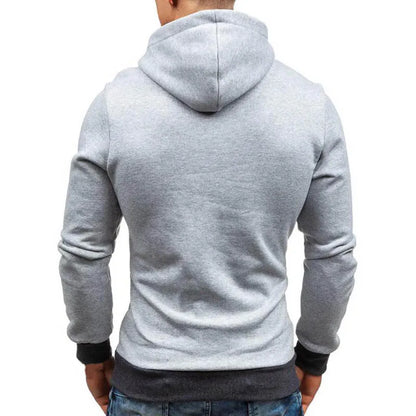 Men's Casual Polyester Cotton Hoodie with Diagonal Zipper