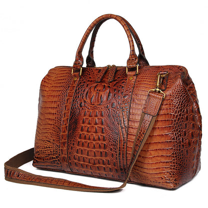 Genuine Leather Handbag Women Handbags Ladies Crocodile Grain Pattern Weekend Bag