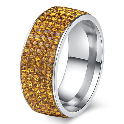 Chanfar High Quality Crystal Stainless Steel Ring Multicolor Women Elegant Finger Love Wedding Engagement Ring for Women Jewelry