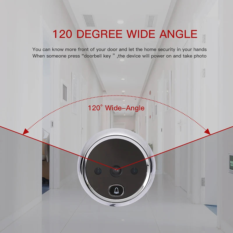 NAIERDI 2.8" LCD Screen Electronic Door Viewer Bell IR Night Door Peephole Camera Photo Recording Digital Camera Smart Viewer