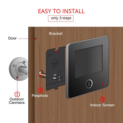 NAIERDI 2.8" LCD Screen Electronic Door Viewer Bell IR Night Door Peephole Camera Photo Recording Digital Camera Smart Viewer