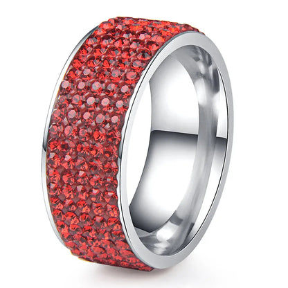 Chanfar High Quality Crystal Stainless Steel Ring Multicolor Women Elegant Finger Love Wedding Engagement Ring for Women Jewelry