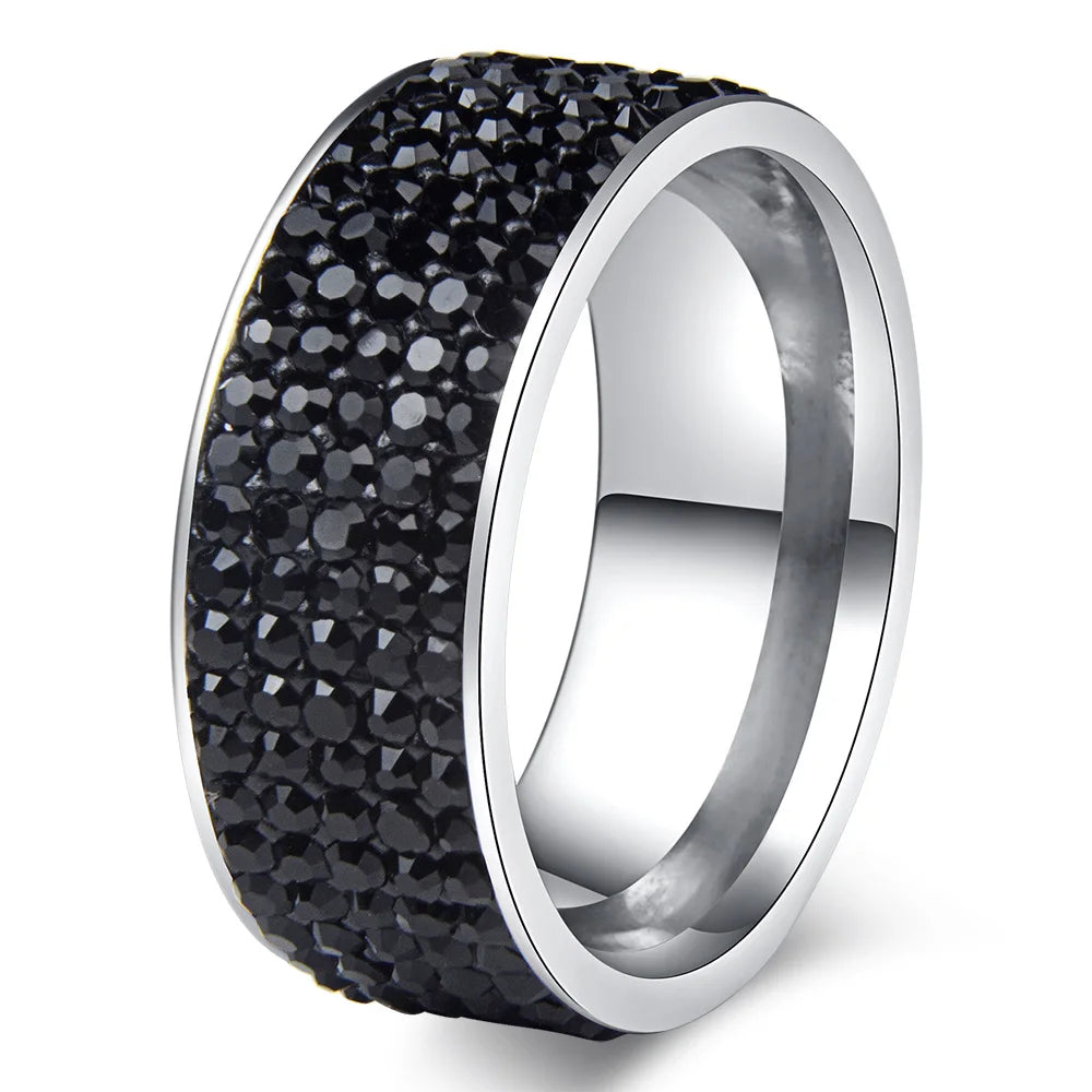 Chanfar High Quality Crystal Stainless Steel Ring Multicolor Women Elegant Finger Love Wedding Engagement Ring for Women Jewelry
