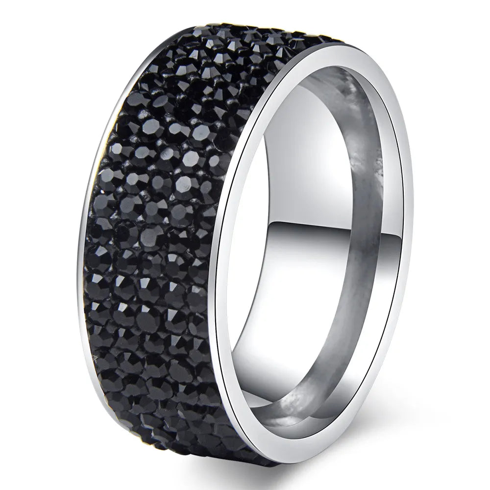 Chanfar High Quality Crystal Stainless Steel Ring Multicolor Women Elegant Finger Love Wedding Engagement Ring for Women Jewelry